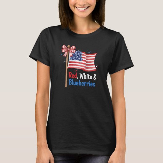 Funny Retro Red, White and Blueberries Patriot fun Tシャツ (正面)