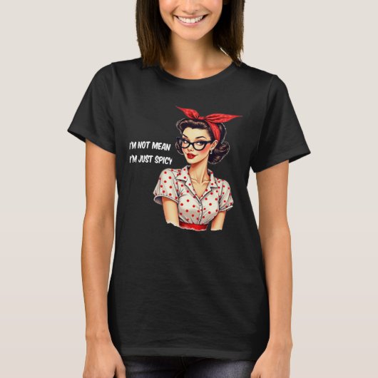 Funny Retro Rockabilly Spicy Woman Tee Tシャツ (正面)