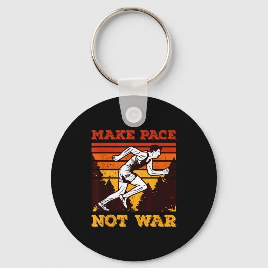 Funny Retro Runner Running Quote Gift - Make Pace  キーホルダー (正面)