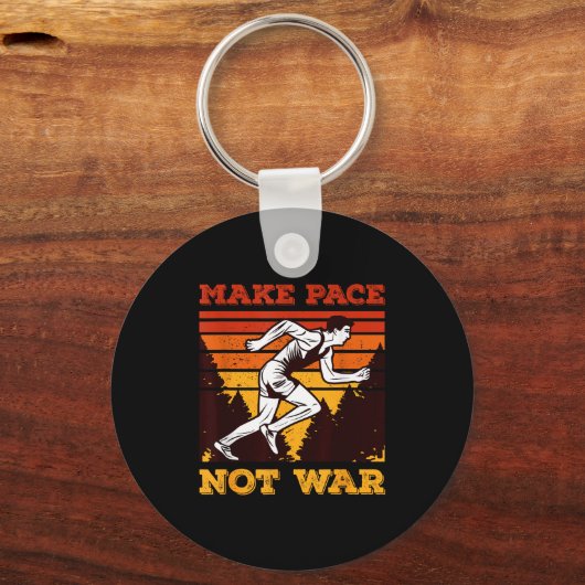 Funny Retro Runner Running Quote Gift - Make Pace  キーホルダー (正面)