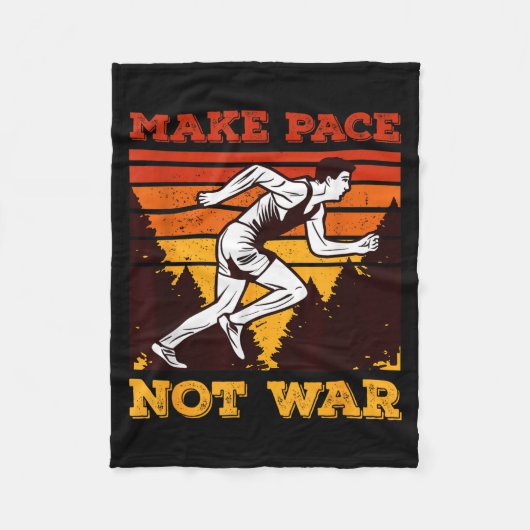 Funny Retro Runner Running Quote Gift - Make Pace  フリースブランケット (正面)