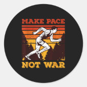 Funny Retro Runner Running Quote Gift - Make Pace  ラウンドシール (正面)