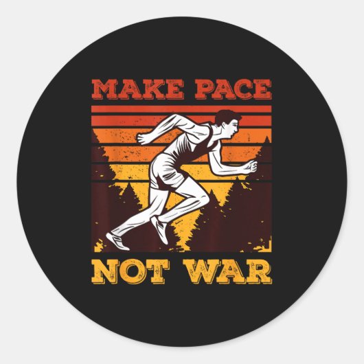 Funny Retro Runner Running Quote Gift - Make Pace  ラウンドシール (正面)