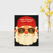 Funny Retro Santa Christmas Trump Xmas Men Women  カード (黄色い花)