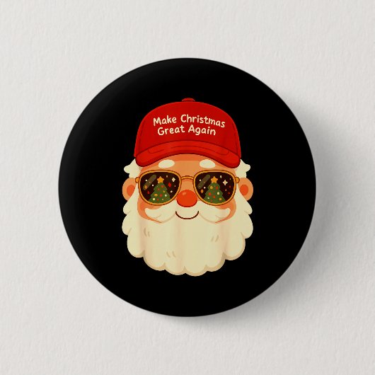 Funny Retro Santa Christmas Trump Xmas Men Women  缶バッジ (正面)