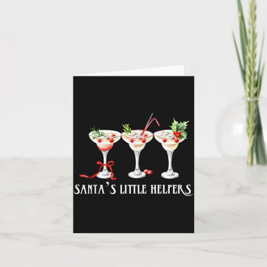 Funny Retro Santa's Little Helper Martini Merry Ch カード (正面)