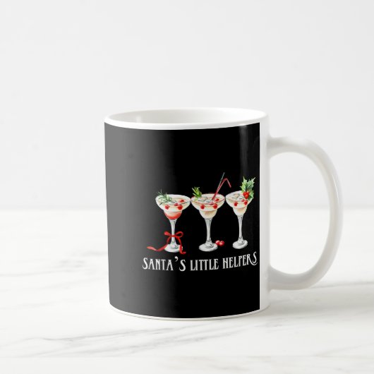 Funny Retro Santa's Little Helper Martini Merry Ch コーヒーマグカップ (右)