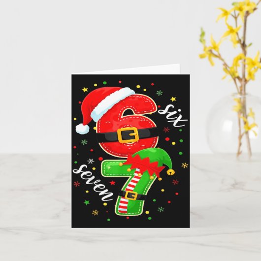 Funny Retro Six Seven Christmas 67 Xmas  カード (黄色い花)