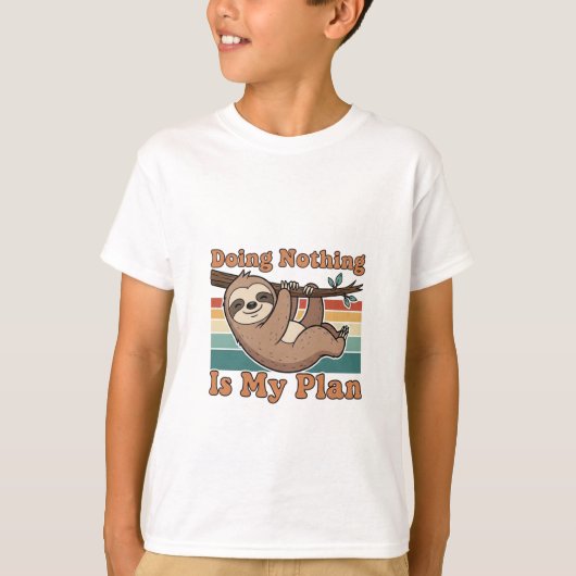 Funny Retro Sloth Kids Graphic T-Shirt Tシャツ (正面)