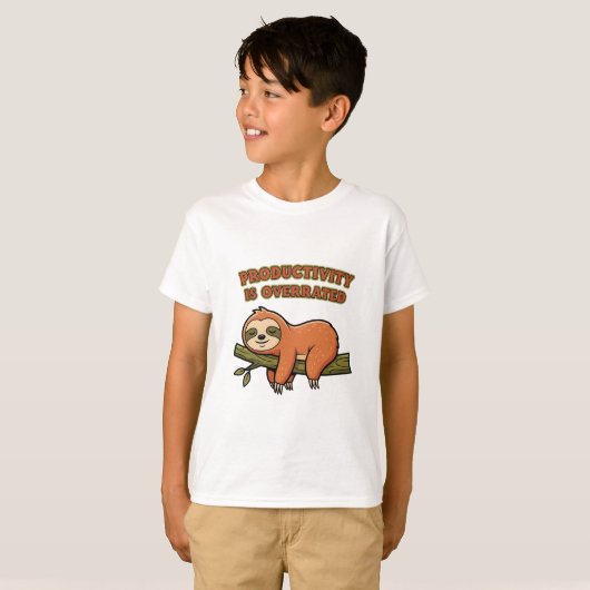 Funny Retro Sloth Kids Graphic T-Shirt Tシャツ (正面フル)