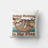 Funny Retro Sloth Square Throw Pillow クッション (正面)