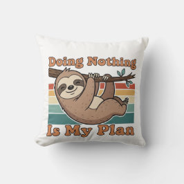 Funny Retro Sloth Square Throw Pillow クッション