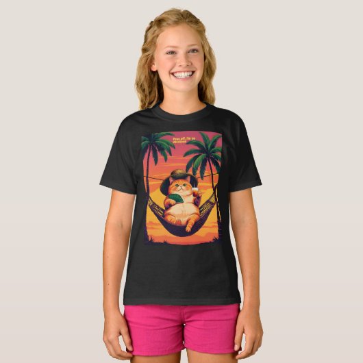Funny Retro Summer Cat Vacation Tシャツ (正面フル)