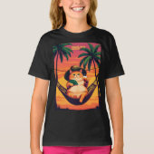 Funny Retro Summer Cat Vacation Tシャツ (正面)
