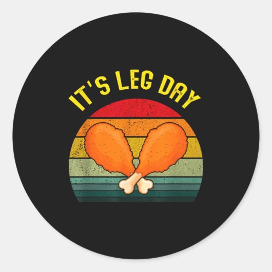 Funny Retro Turkey Day Leg It's Leg Day Thanksgivi ラウンドシール (正面)
