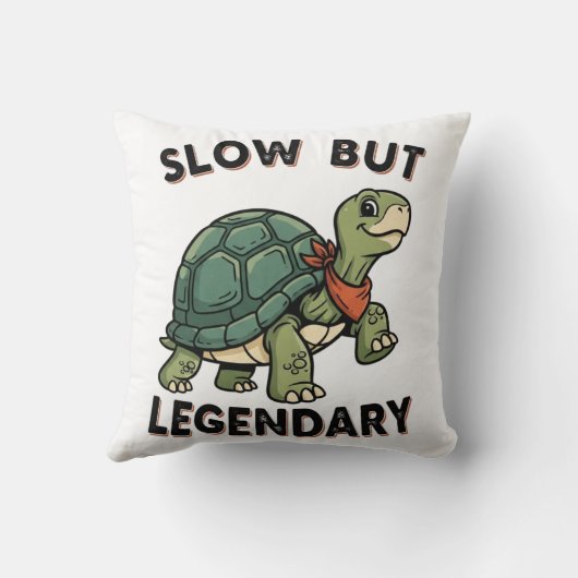 Funny Retro Turtle Square Throw Pillow クッション (裏面)