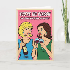 Funny Retro Vintage Wine Humor BFF Pop Art カード