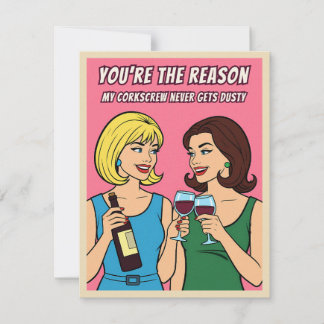 Funny Retro Vintage Wine Humor BFF Pop Art Card シーズンカード