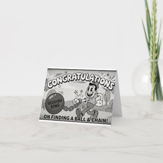 Funny Retro Wedding Card サンキューカード (正面)