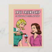 Funny Retro Wine Humor Best Friend Pop Art Card シーズンカード (正面/裏面)