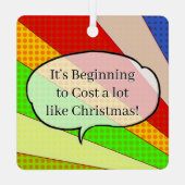 Funny Retro Woman Shopping Mid Century Christmas メタルオーナメント (裏面)