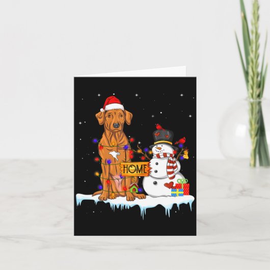 Funny Rhodesian Ridgeback Dog Christmas Snowman Xm カード (正面)