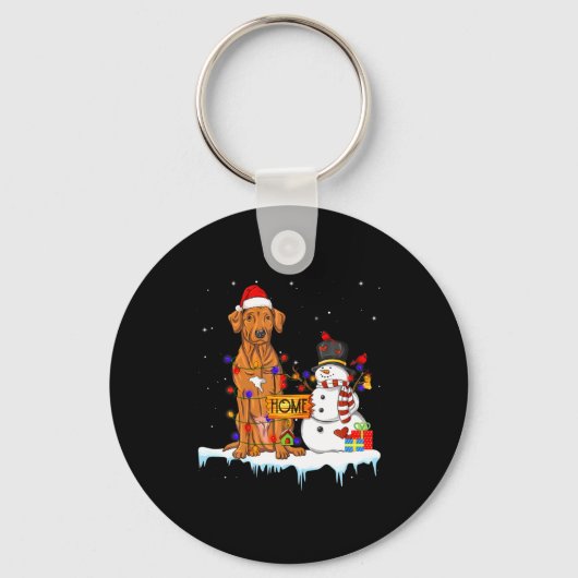 Funny Rhodesian Ridgeback Dog Christmas Snowman Xm キーホルダー (正面)
