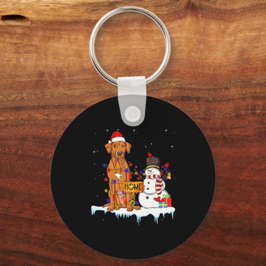 Funny Rhodesian Ridgeback Dog Christmas Snowman Xm キーホルダー (正面)