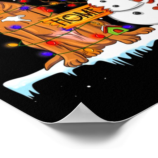 Funny Rhodesian Ridgeback Dog Christmas Snowman Xm ポスター (角)