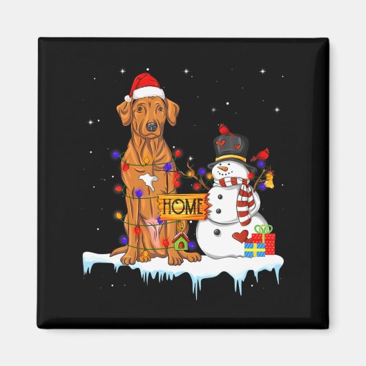 Funny Rhodesian Ridgeback Dog Christmas Snowman Xm マグネット (正面)