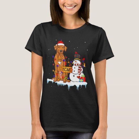 Funny Rhodesian Ridgeback Dog Christmas Snowman Xm Tシャツ (正面)