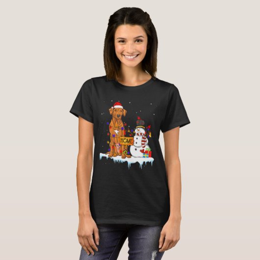 Funny Rhodesian Ridgeback Dog Christmas Snowman Xm Tシャツ (正面フル)