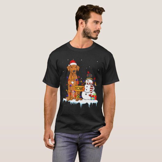 Funny Rhodesian Ridgeback Dog Christmas Snowman Xm Tシャツ (正面フル)