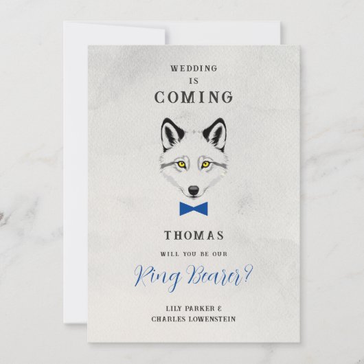 Funny Ring Bearer Blue Bow Tie Wedding Proposal (正面)