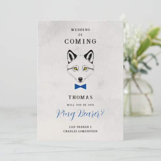 Funny Ring Bearer Blue Bow Tie Wedding Proposal (スタンド正面)