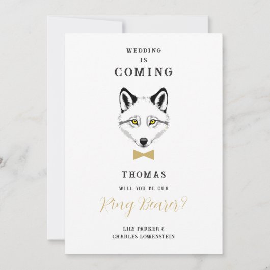 Funny Ring Bearer Gold Bow Tie Wedding Proposal (正面)