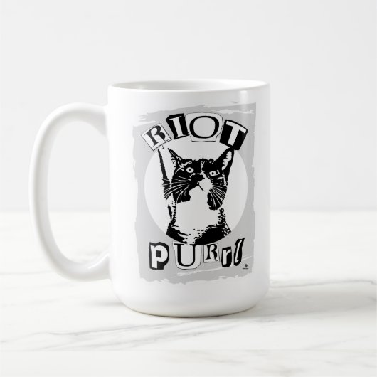 Funny Riot Purrul Girl Punk Cat Design コーヒーマグカップ (左)