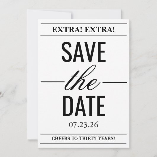 Funny RIP Twenties Newspaper 30th Birthday 招待状 (裏面)