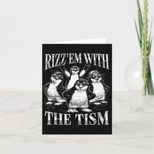 Funny rizz em with the tism retro penguin meme  カード (正面)