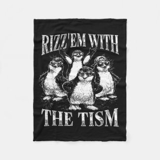 Funny rizz em with the tism retro penguin meme  フリースブランケット