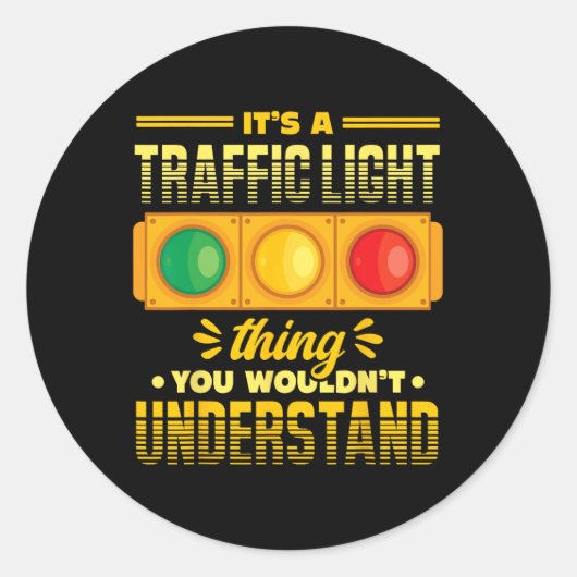 Funny Road Traffic Light Lover  ラウンドシール (正面)