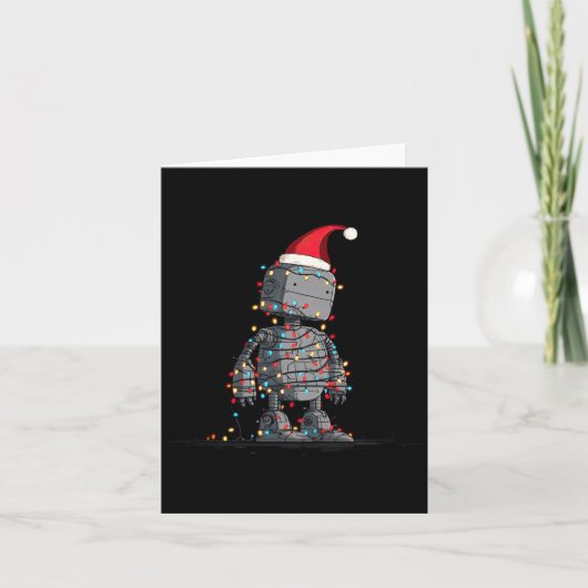 Funny Robot Christmas Graphics Lights Lover Long S カード (正面)