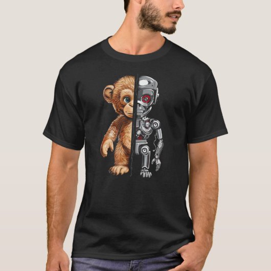 Funny Robotics Animal Lover Monkey Robots Graphic  Tシャツ (正面)