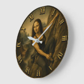 Funny Rock Climbing Mona Lisa Mountain Gift ラージ壁時計 (傾斜)