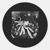 Funny Rock Show Cat Meme Cute Tabby Kitten Crowd S ラウンドシール (正面)