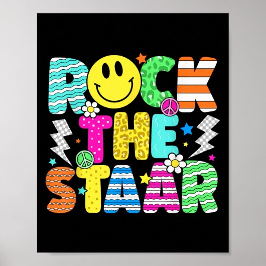 Funny Rock The Staar Testing Day Teacher Kids Moti ポスター (正面)