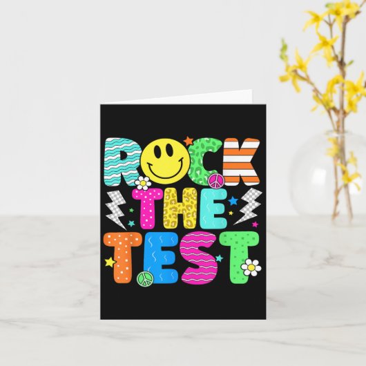 Funny Rock The Test Testing Day Teacher Student Mo カード (黄色い花)