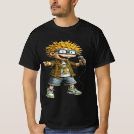 Funny Rockstar Cartoon Character Graphic T-Shirt  Tシャツ