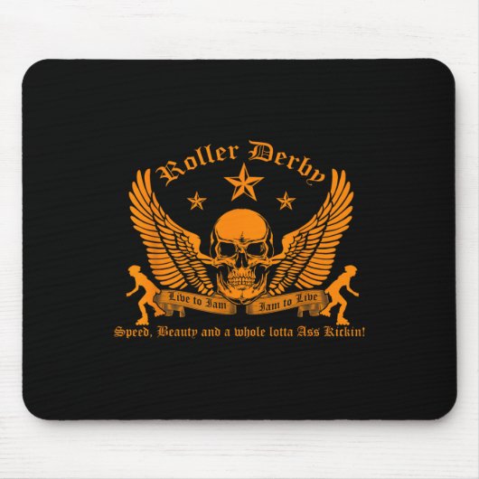 Funny Roller Derby Lover Quotes Gift, Live To Jam  マウスパッド (正面)