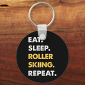 Funny Roller-skiing Apparel Eat Sleep Roller-skiin キーホルダー (正面)